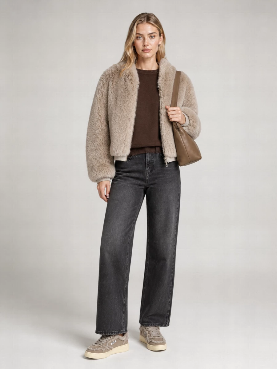 The Frankie Shop faux fur collarless jacket