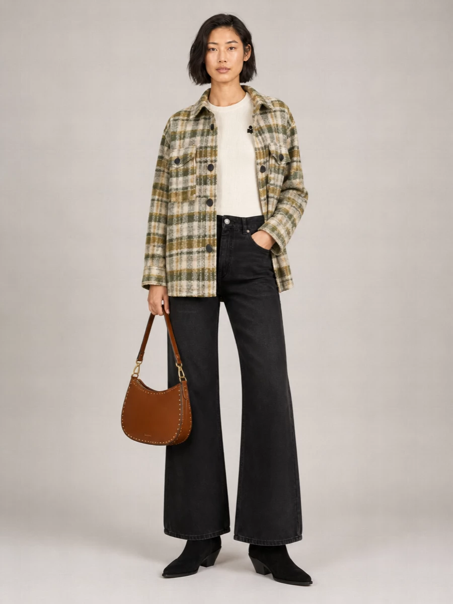 Isabel Marant Etoile Checked Wool Blend Shirt Jacket