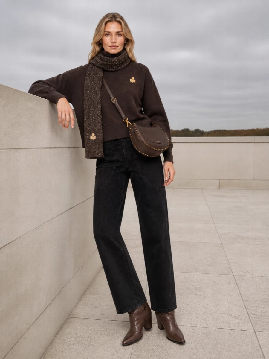Isabel marant chocolate turtleneck black trousers