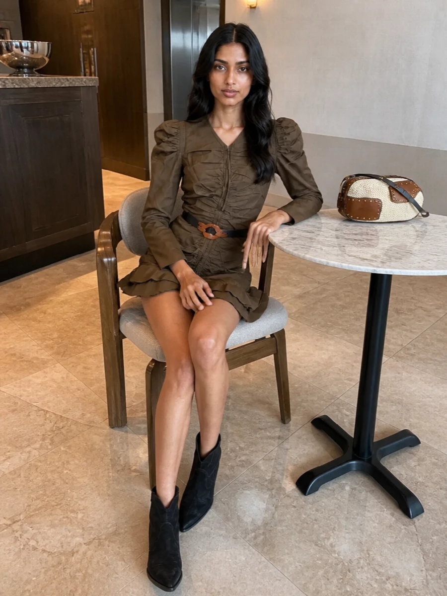 Isabel marant ruched mini dress suede ankle boots