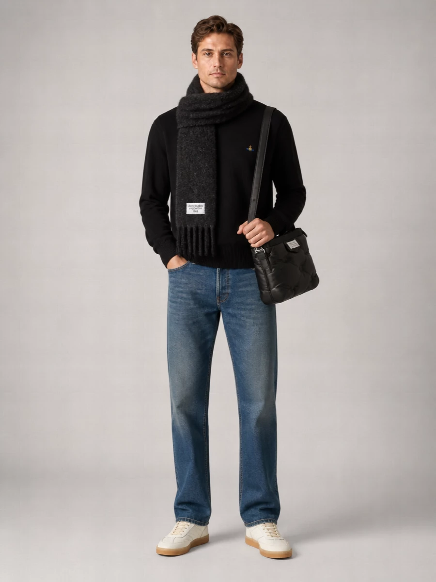 Vivienne Westwood Cashmere-Blend Fine-Knit Crew-Neck Long-Sleeve Sweater