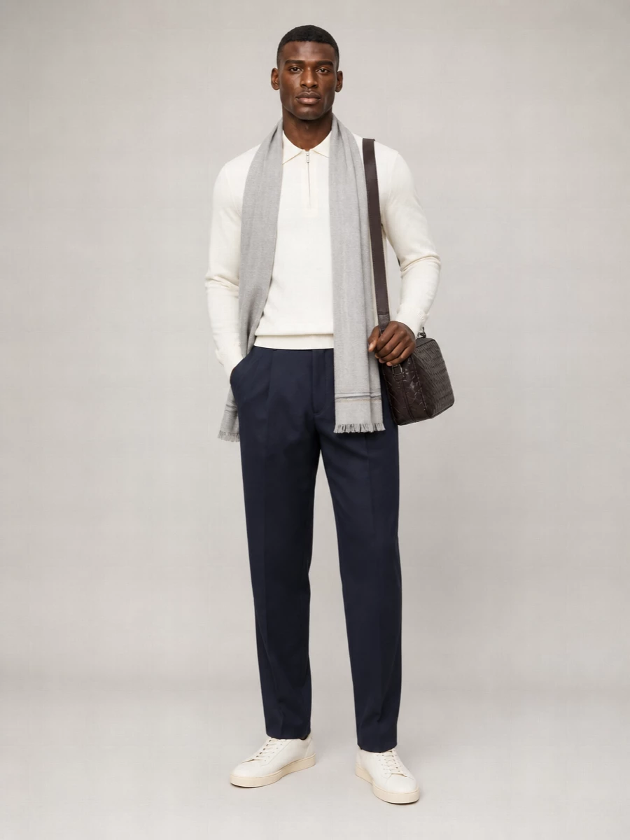 Lardini Silk Cashmere Wool Half-Zip Polo Sweater