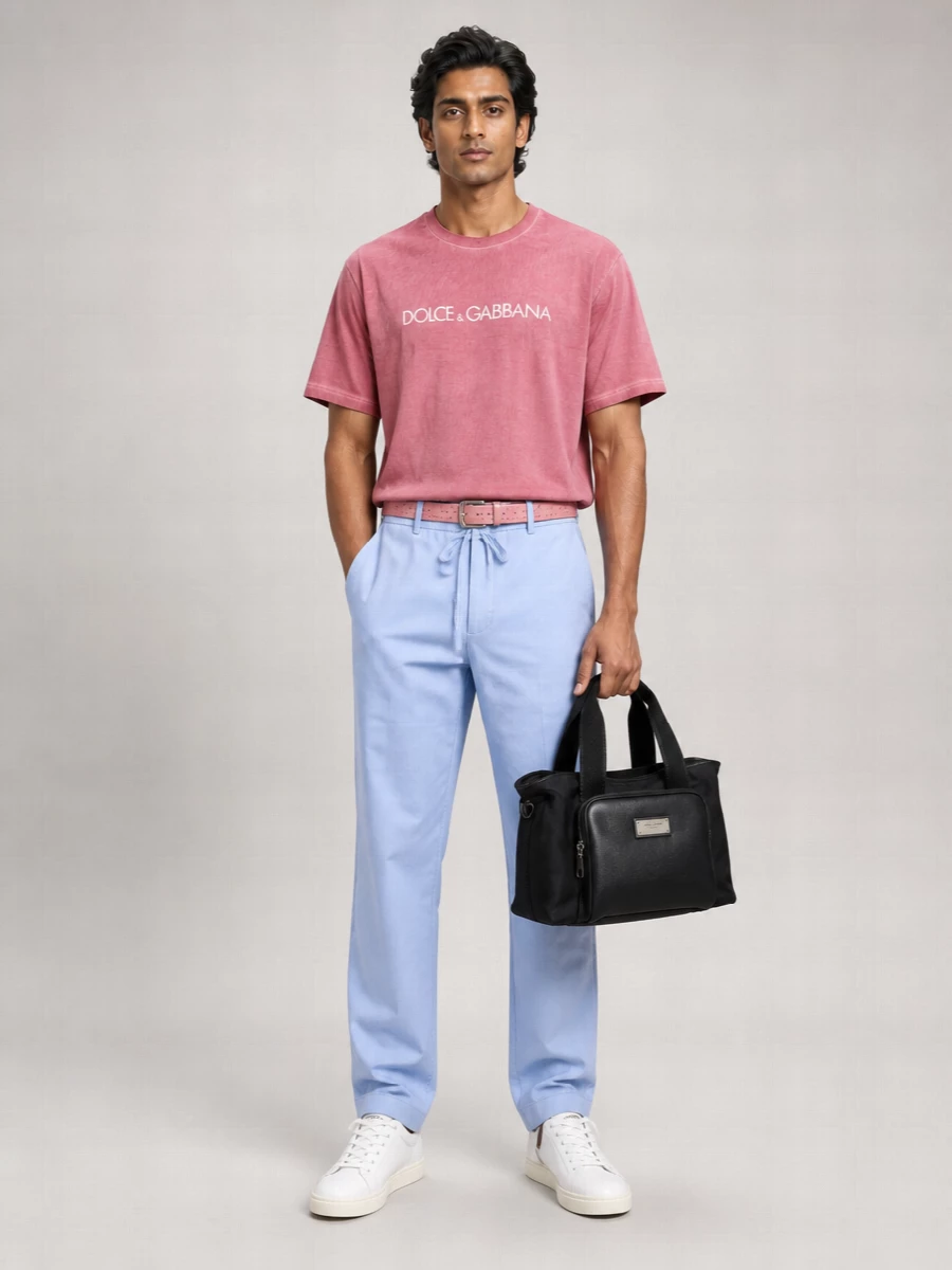Dolce&Gabbana Logo Print Cotton Crew Neck T-Shirt