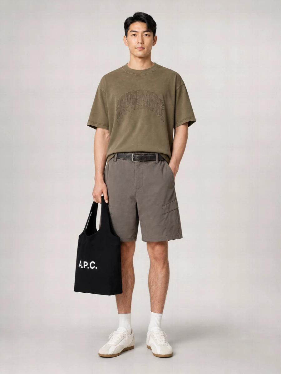 Represent Cotton Ribbed Crewneck Short-Sleeve Logo-Print Embellished T-Shirt