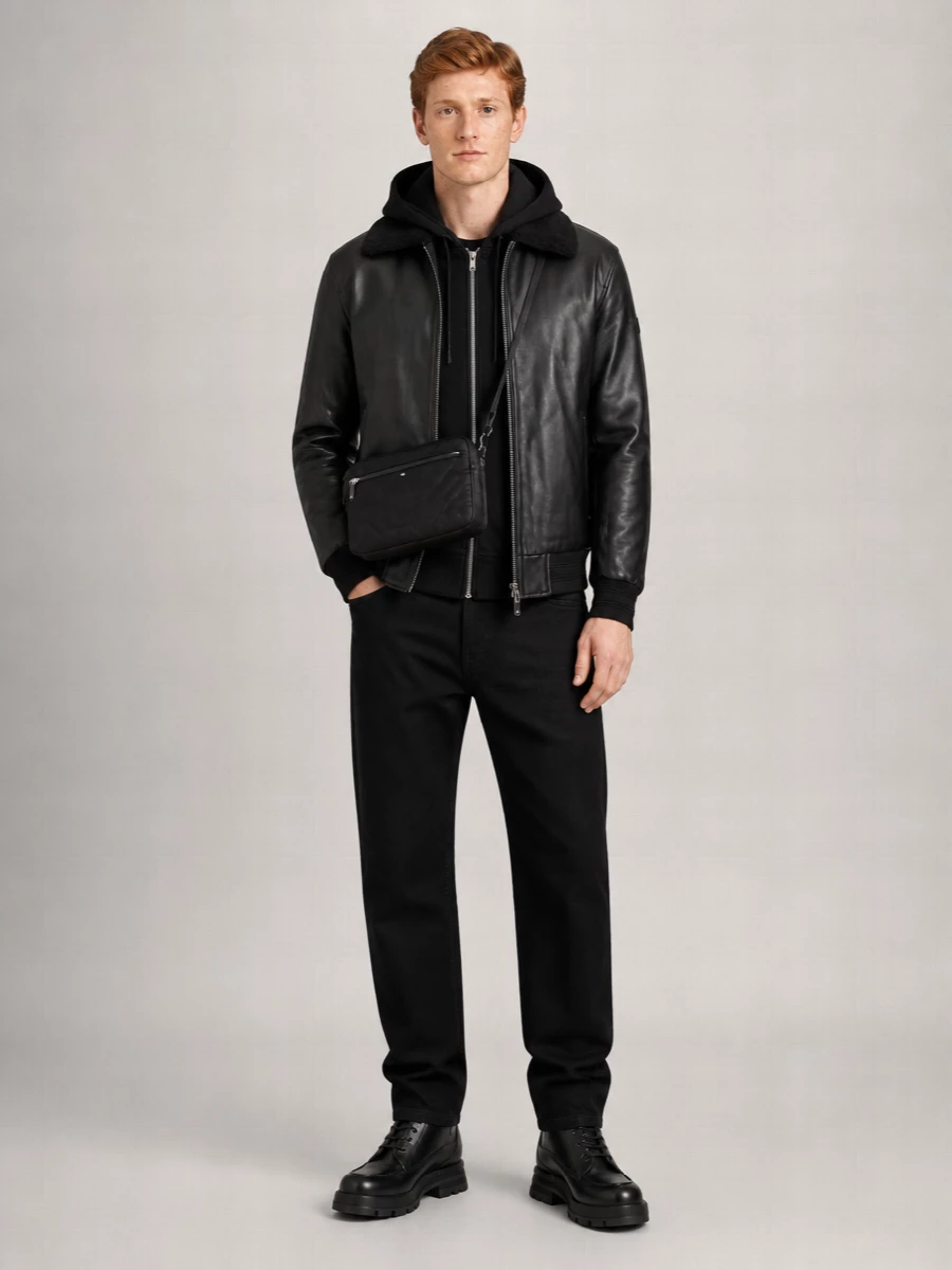Moose Knuckles Lamb Leather Bomber Jacket