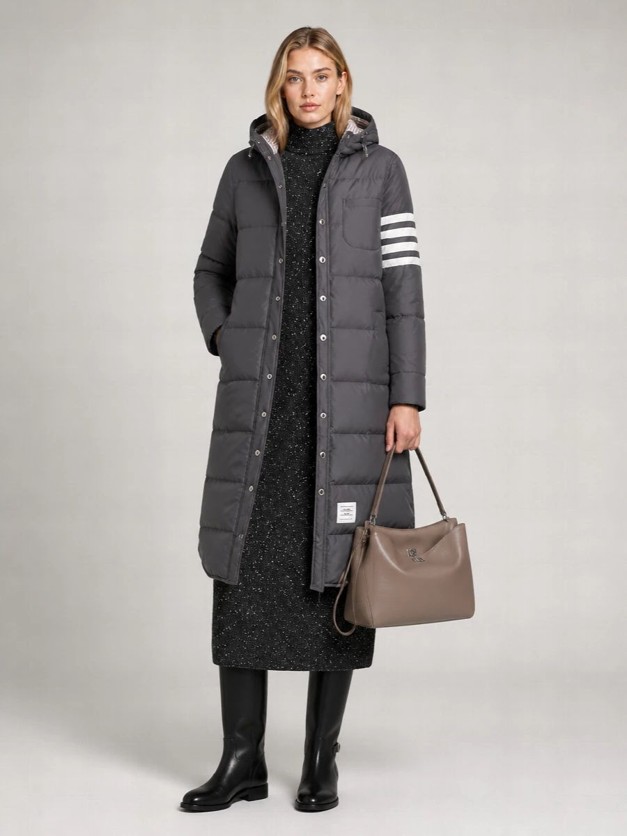 Thom Browne Down Quilted Hooded Long Puffer Jacket