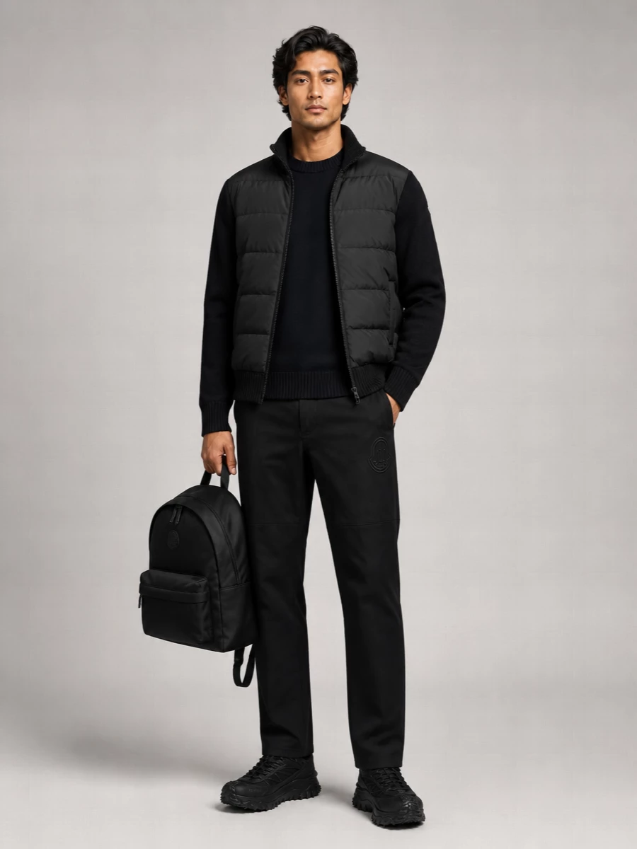 Moncler Wool Quilted Zip Cardigan
