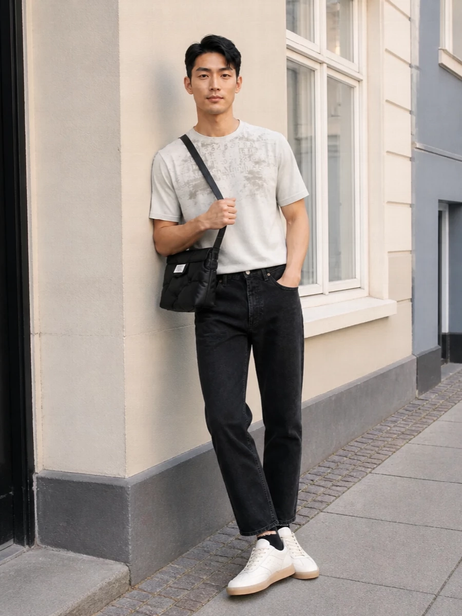 Maison margiela numbers tee black denim sneakers