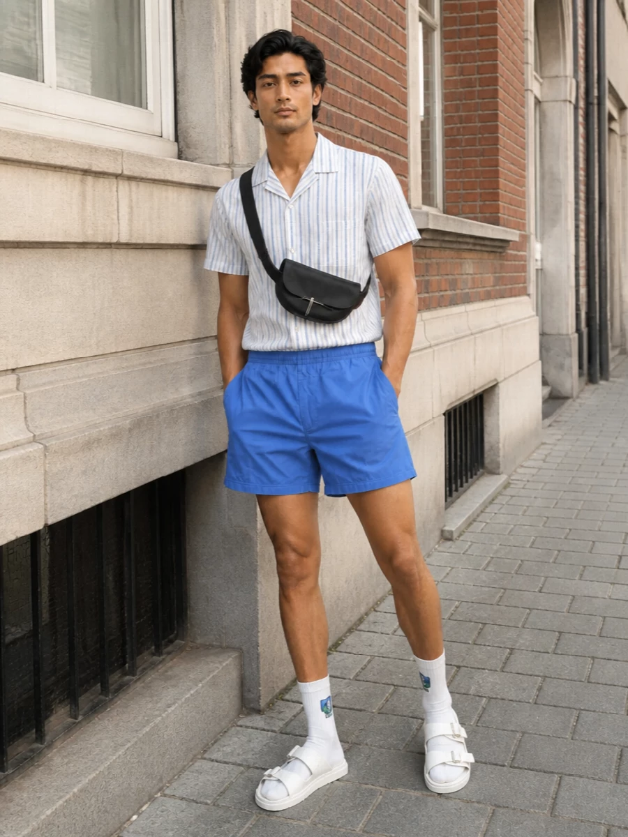 Alexander mcqueen resort shirt cobalt swim shorts