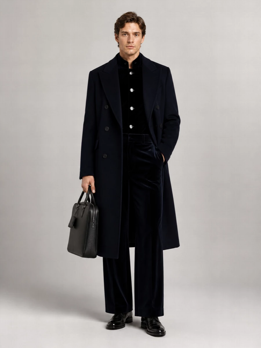 Giorgio Armani virgin wool cashmere chevron coat