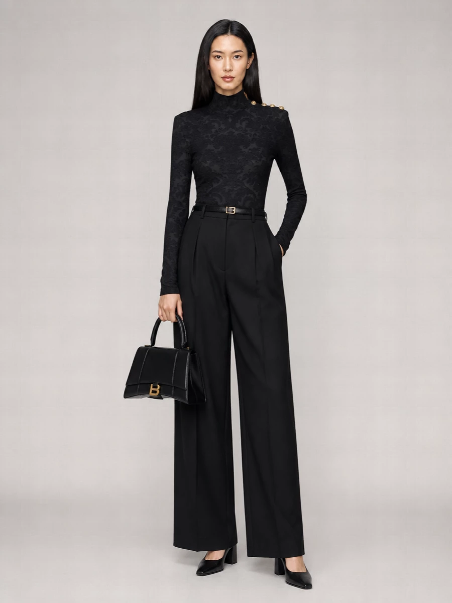 Balmain Wool Wide-Leg Trousers
