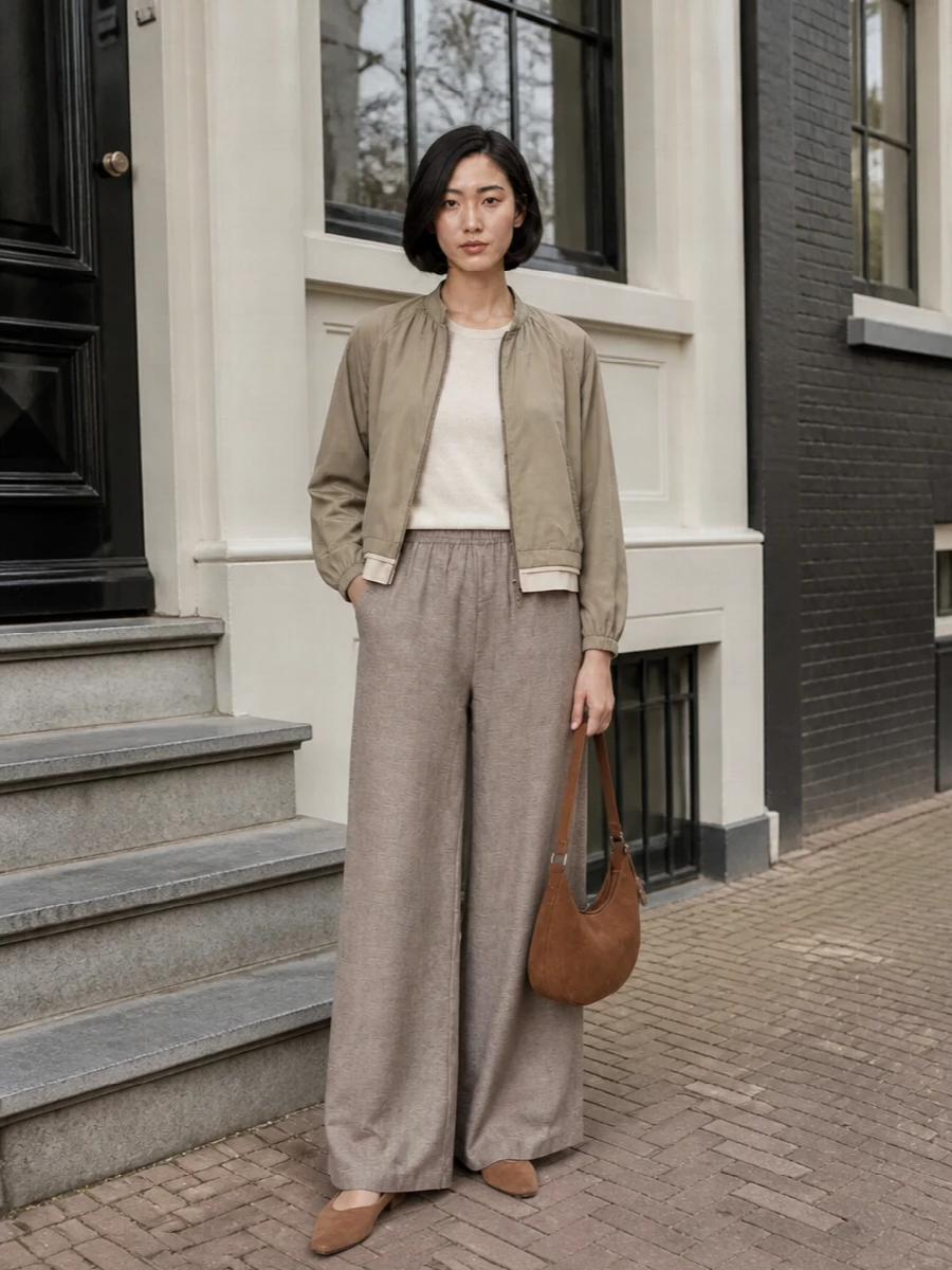 Fabiana filippi bomber wide leg trousers outfit