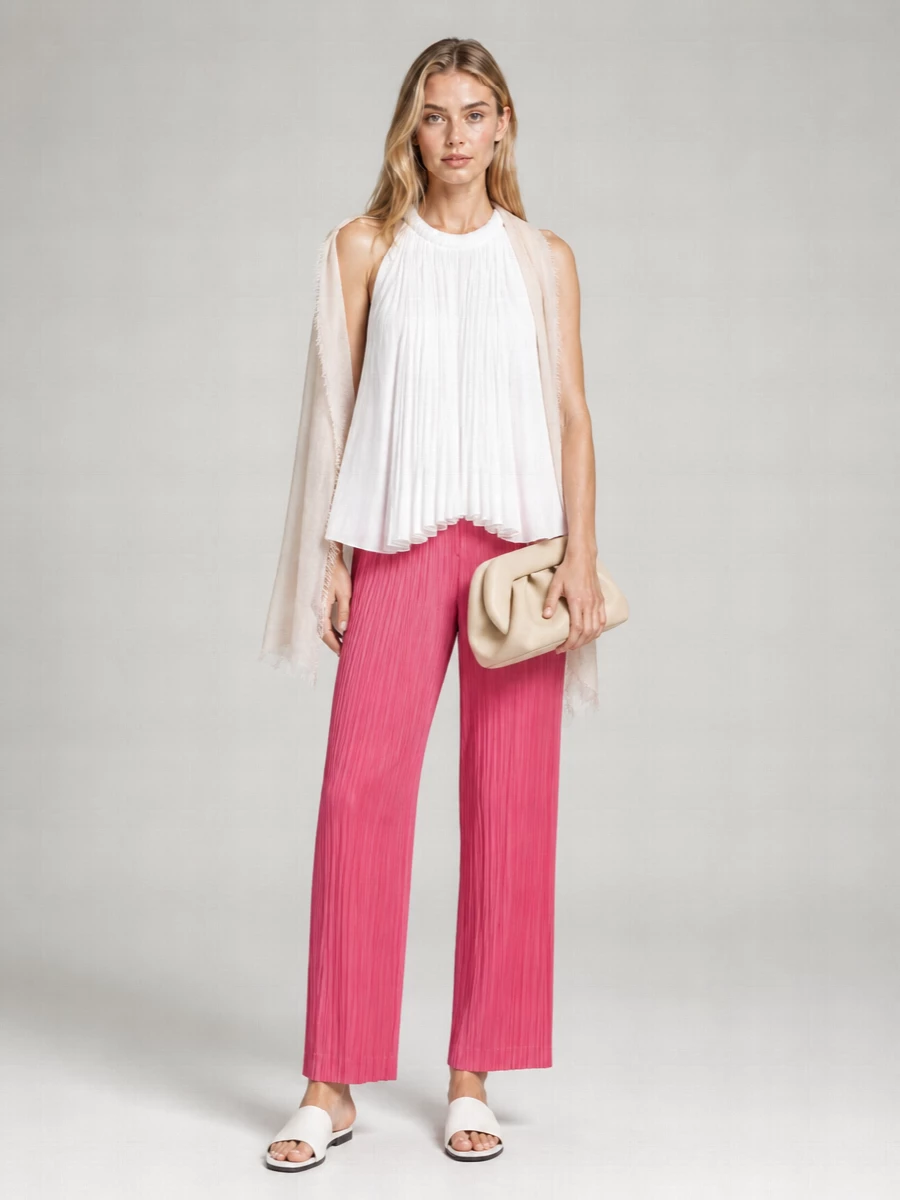 Pleats Please Issey Miyake Pleated Straight-Leg Trousers