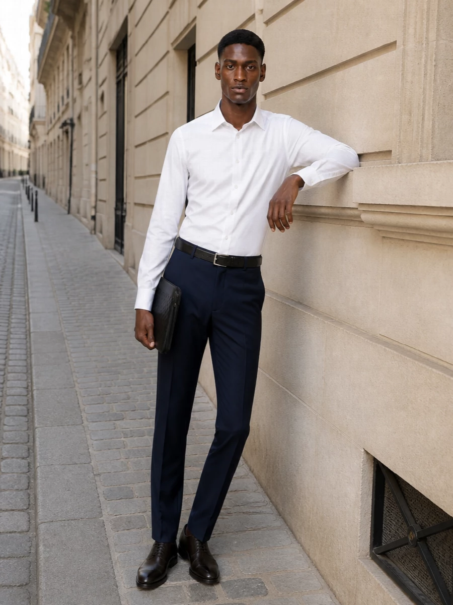 Tom ford navy trousers white shirt oxfords