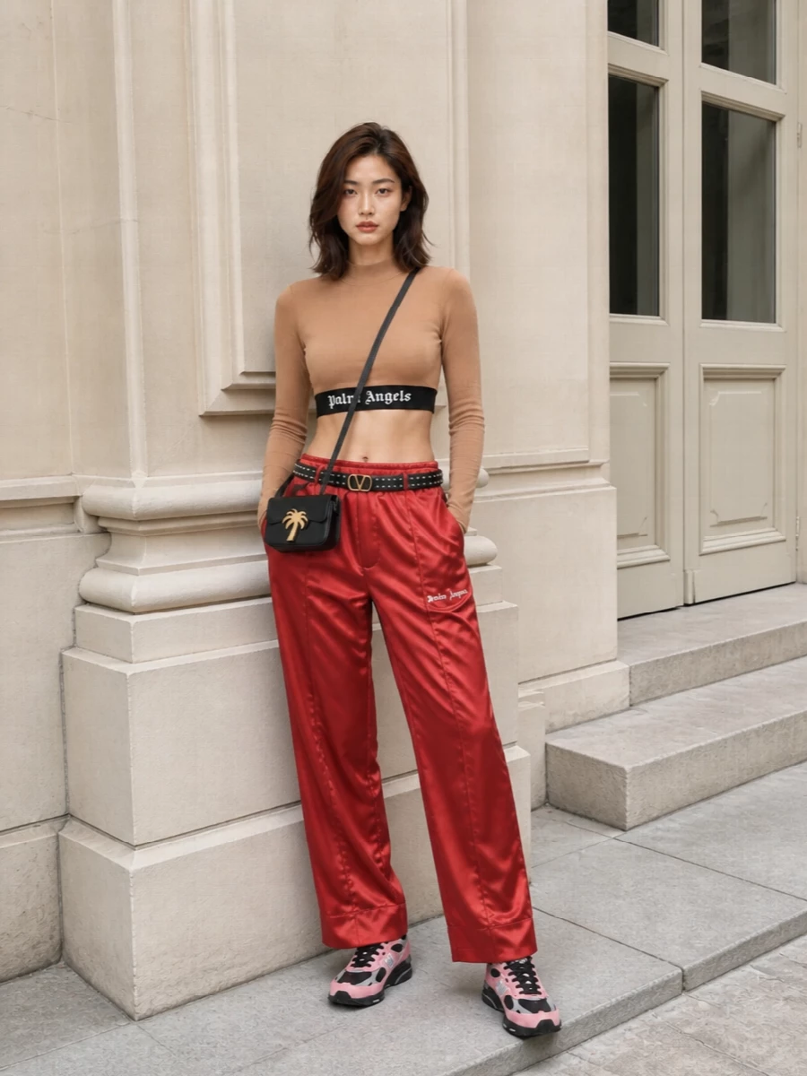 Palm angels track pants crop top sneakers