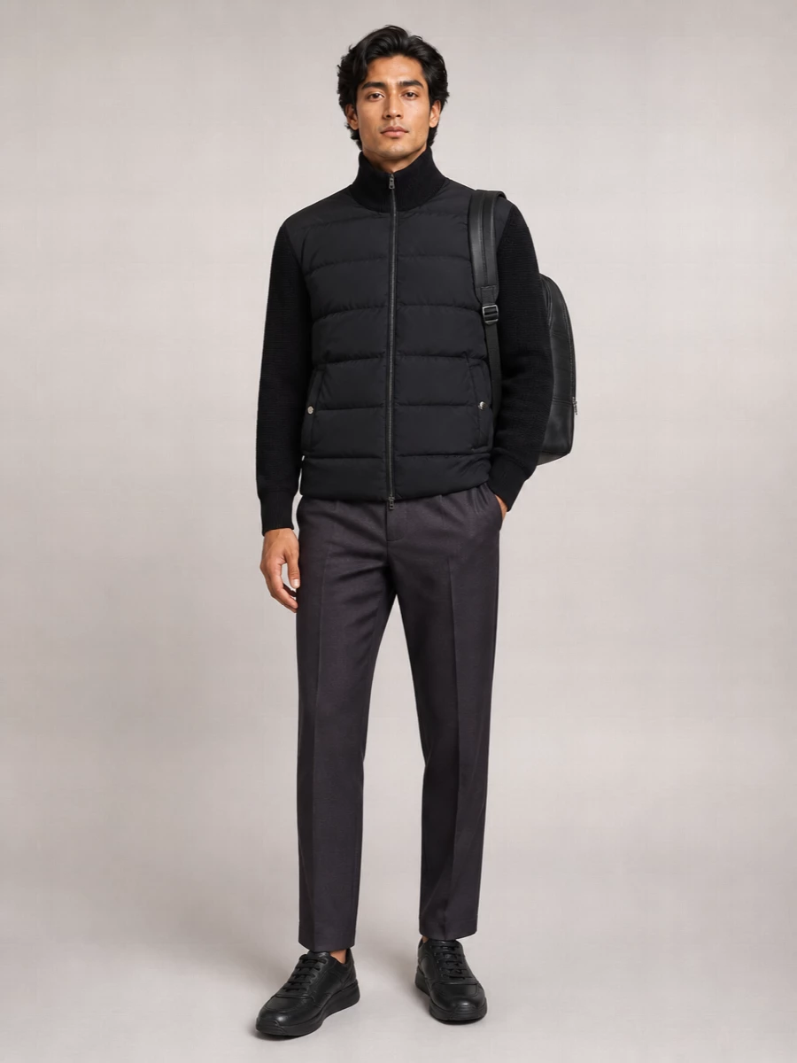 Herno Merino Wool Quilted Padded Cardigan