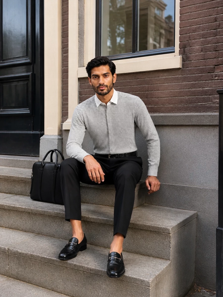 Tom ford polka dot shirt black tailored trousers