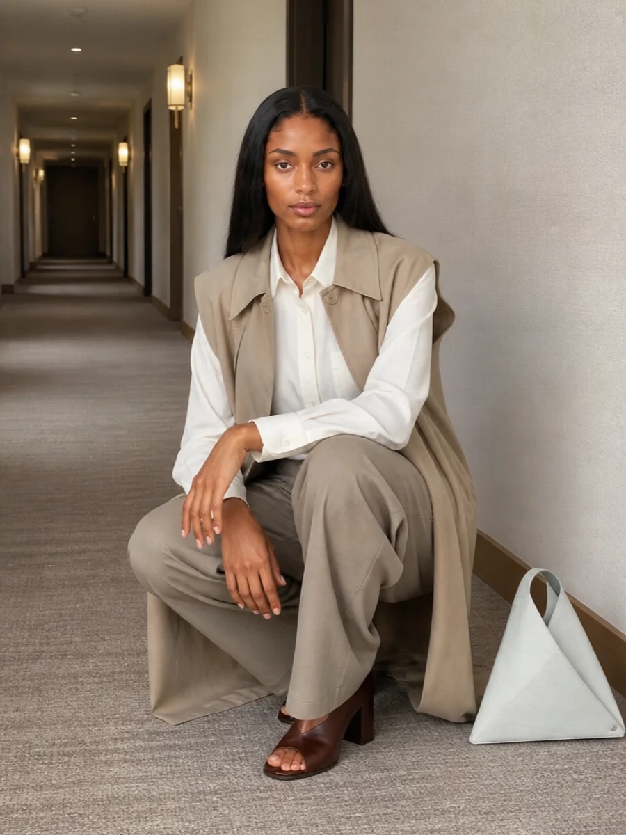 Mm6 cape max mara wide leg trousers outfit