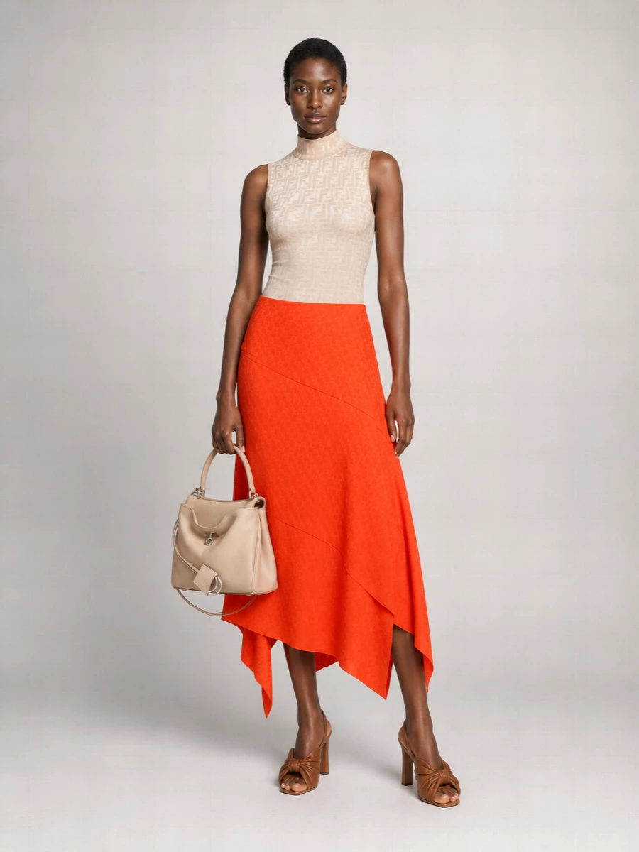 Fendi Silk Asymmetric Skirt