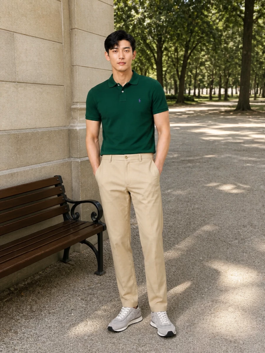 Polo ralph lauren green polo beige chinos outfit