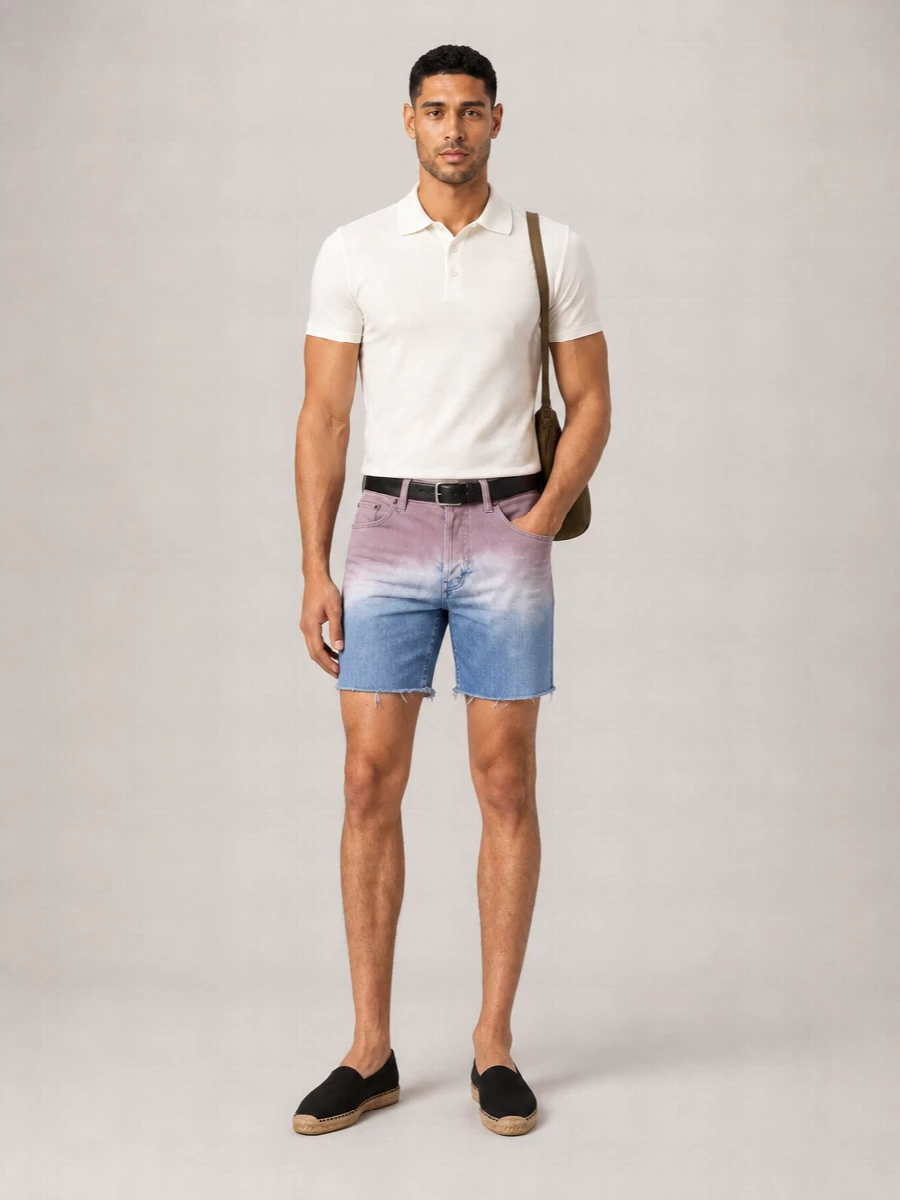 Saint Laurent cotton degradé print tailored bermuda shorts