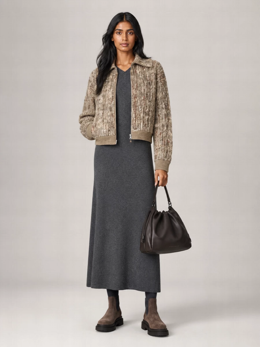 Brunello Cucinelli Mohair Hooded Zip Jacket
