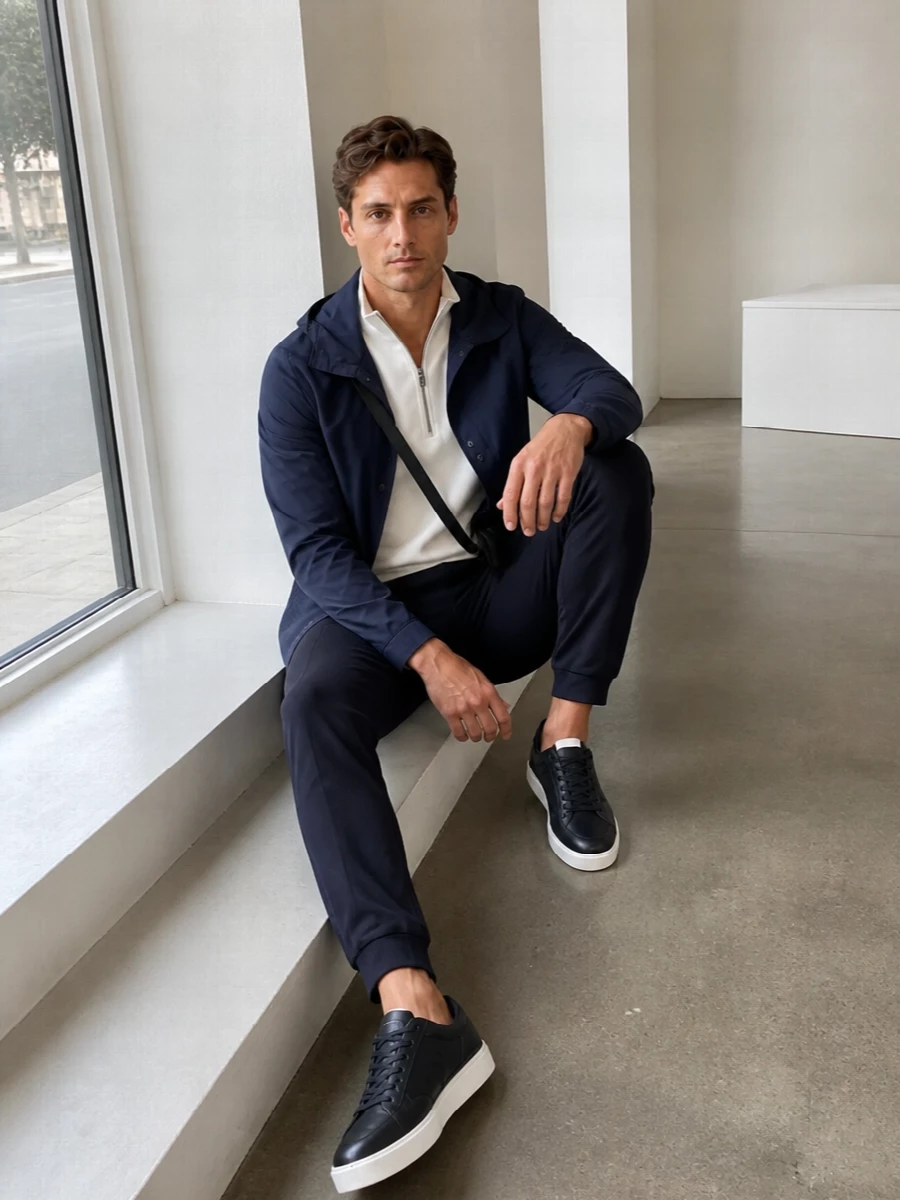 Emporio armani navy hooded jacket jogger outfit