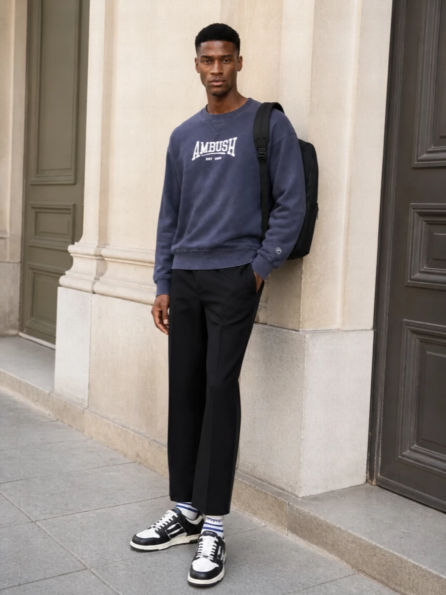 Ambush sweatshirt black trousers amiri sneakers
