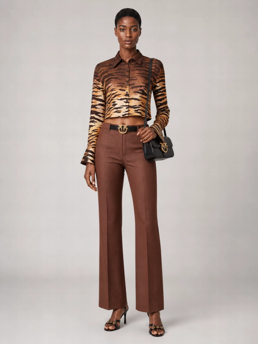 Pinko Animal-Print Cropped Shirt
