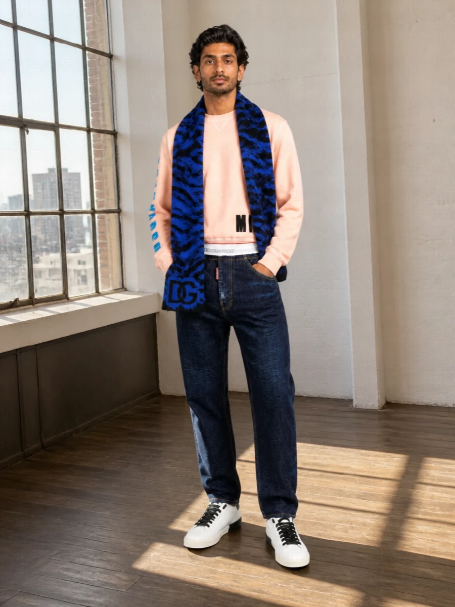 Dsquared2 peach sweatshirt dark denim dg sneakers