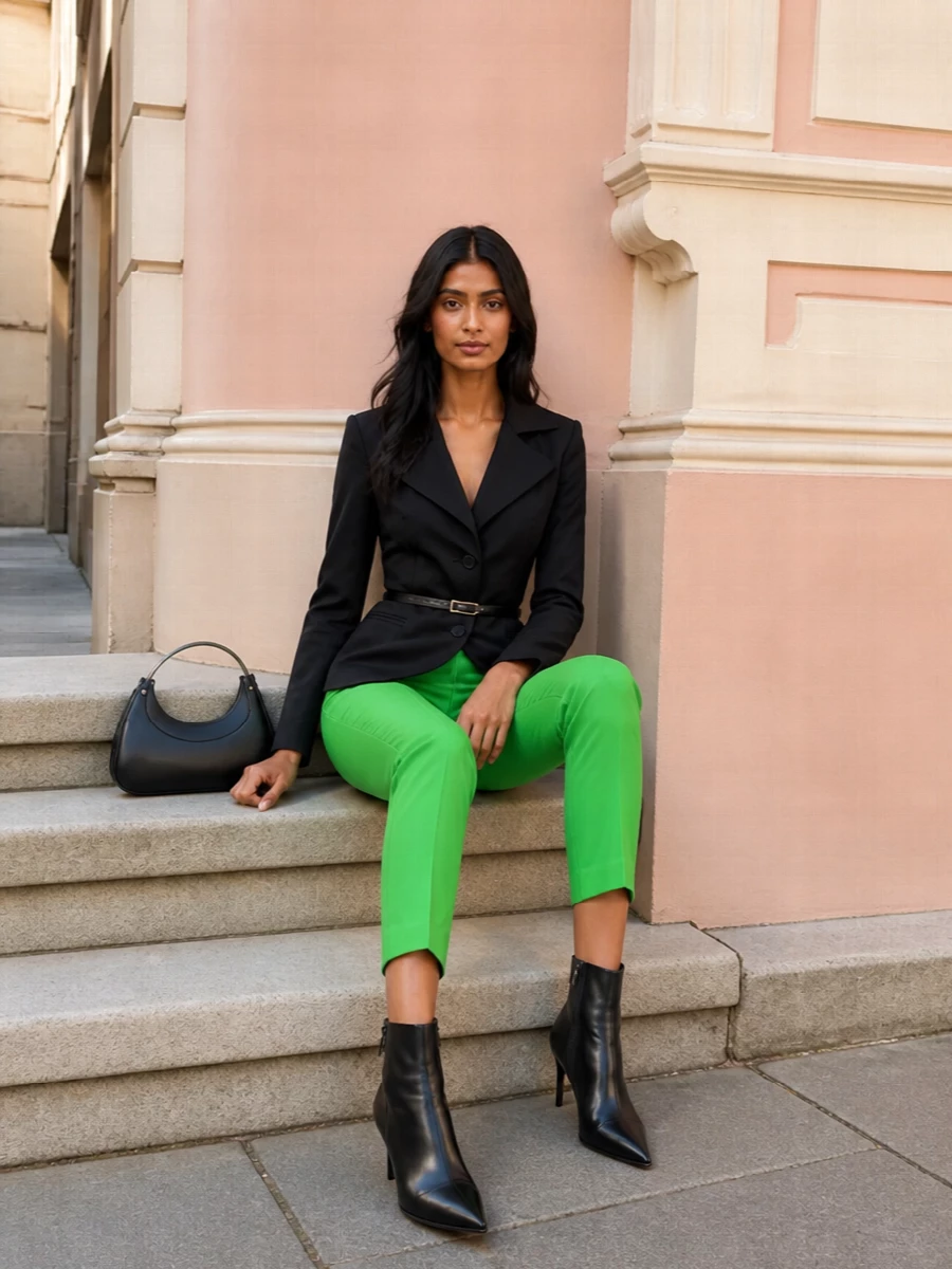 Alexander mcqueen green tailored trousers outfit