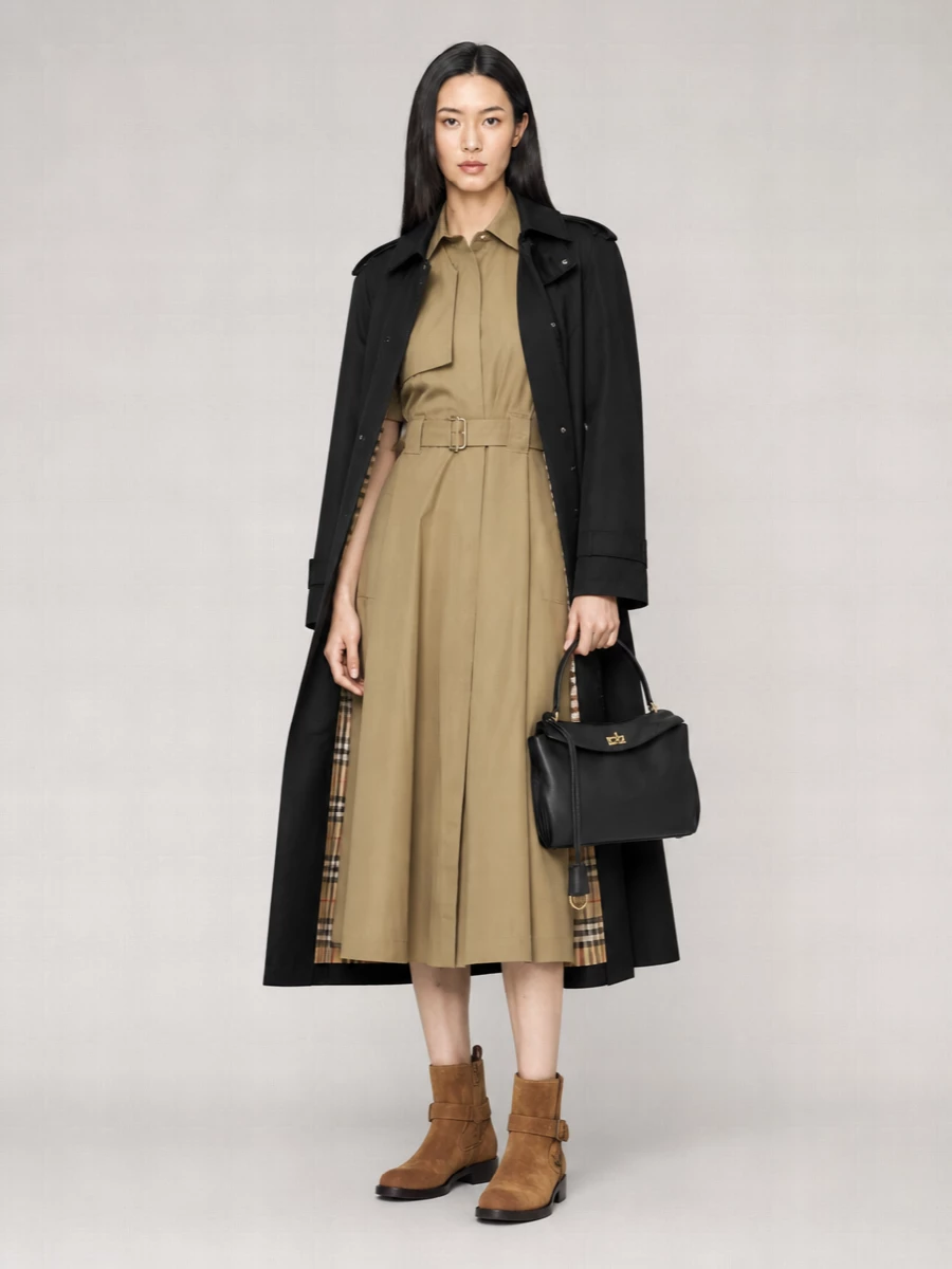 Burberry Nylon Hooded Belted Trench Coat
