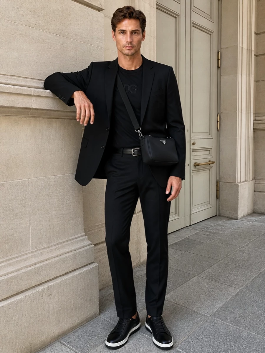 Dolce gabbana black tee with tailored trousers