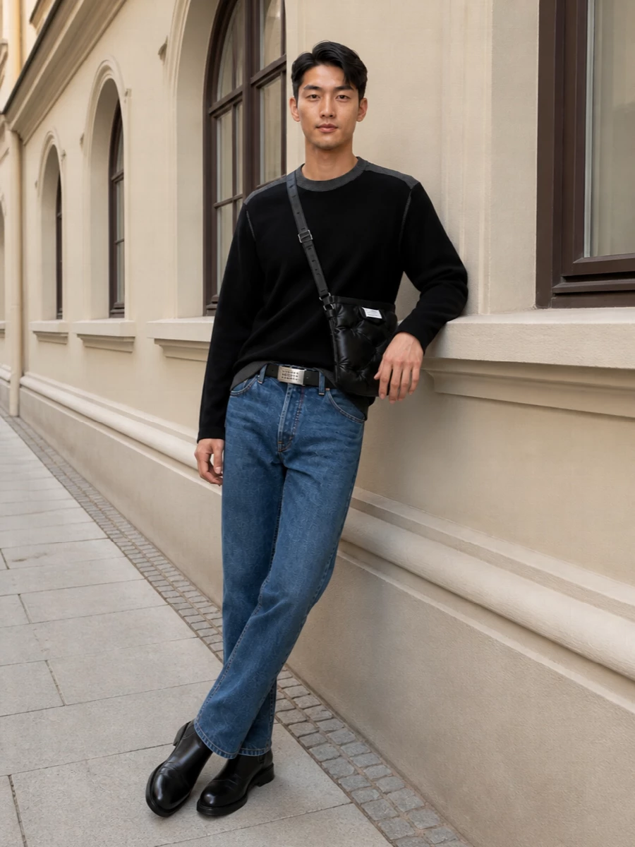 Mm6 margiela jeans black knit chelsea boots