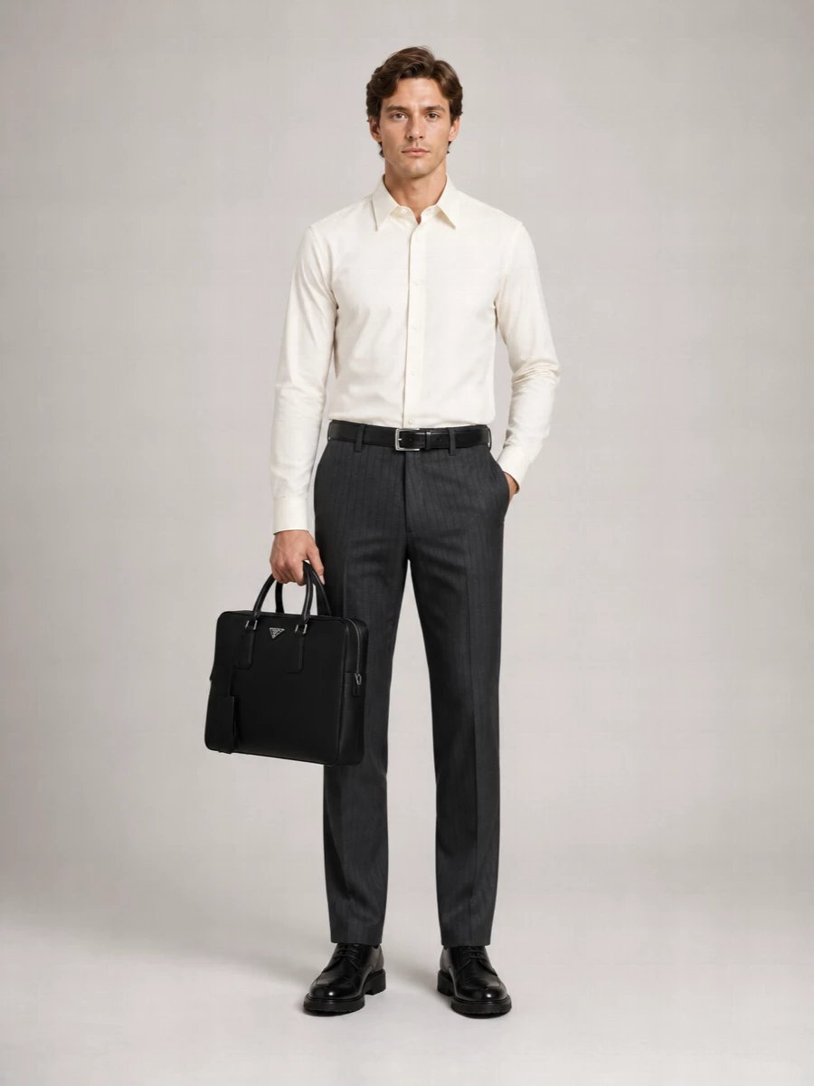Balenciaga Pinstripe High-Rise Straight-Leg Wool Trousers