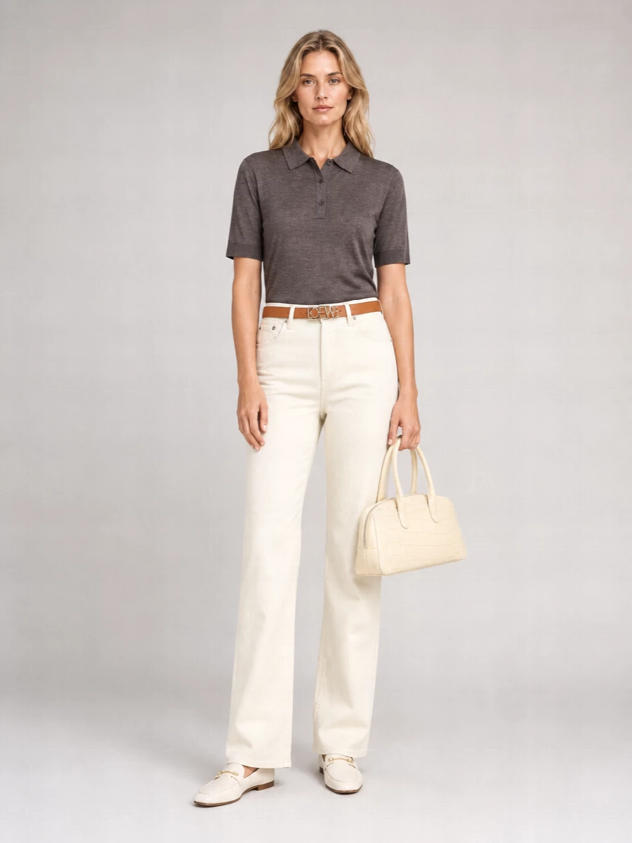 Loulou Studio Cashmere Ribbed Short-Sleeve Polo Top