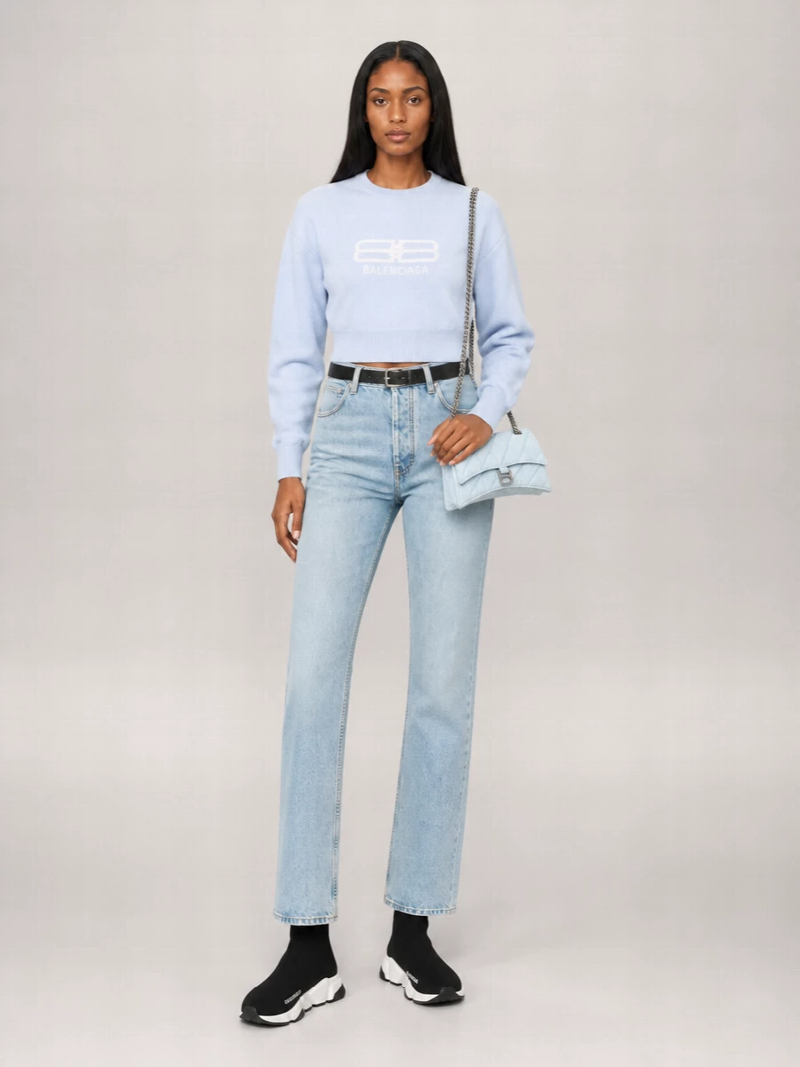 Balenciaga Denim Low-Rise Straight-Leg Trousers