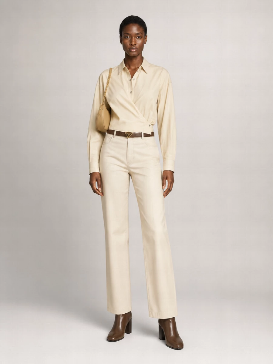 Haikure Leather Straight Trousers