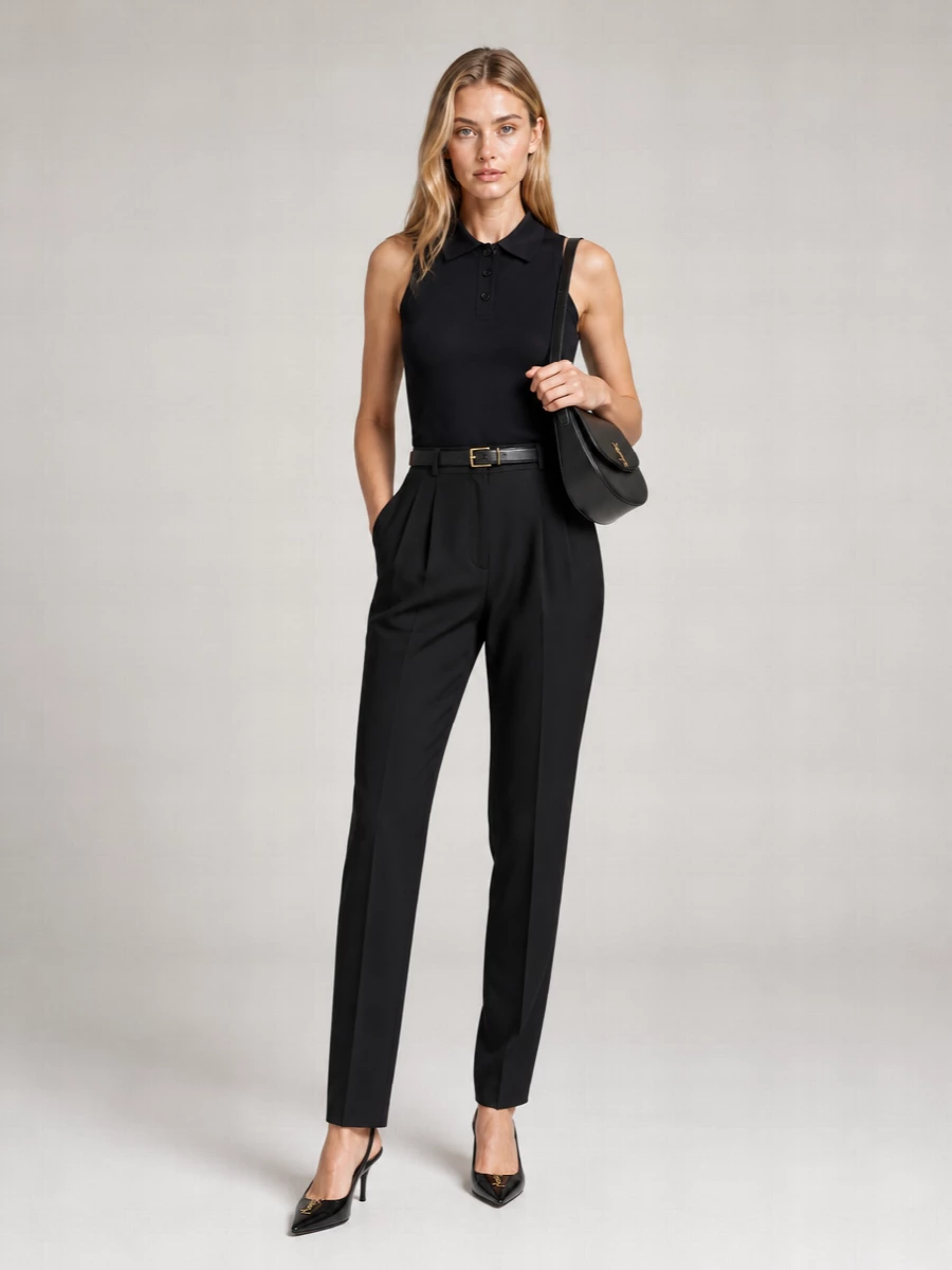 Saint Laurent sleeveless denim polo top