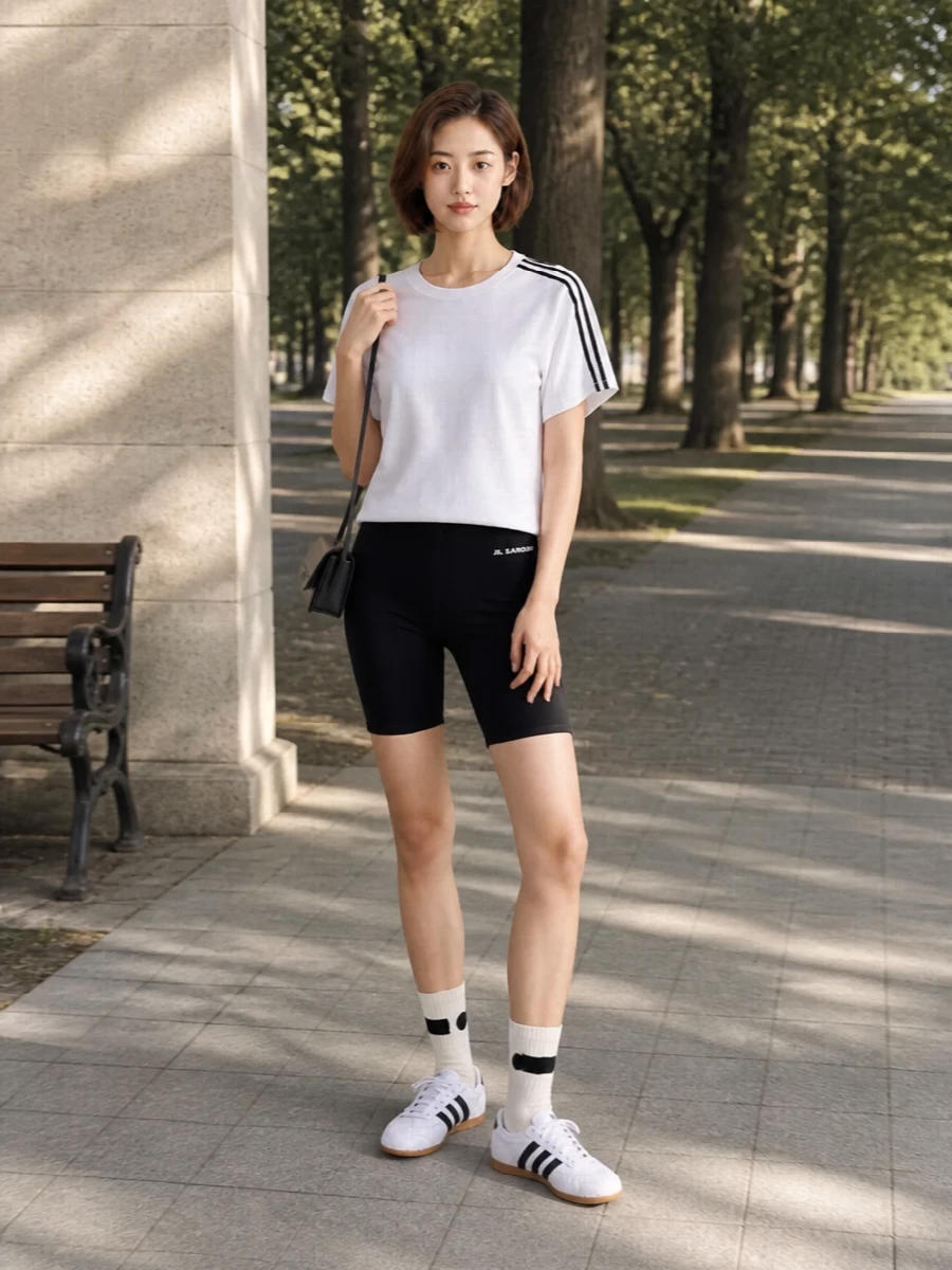 Y3 tee jil sander bike shorts adidas sneakers