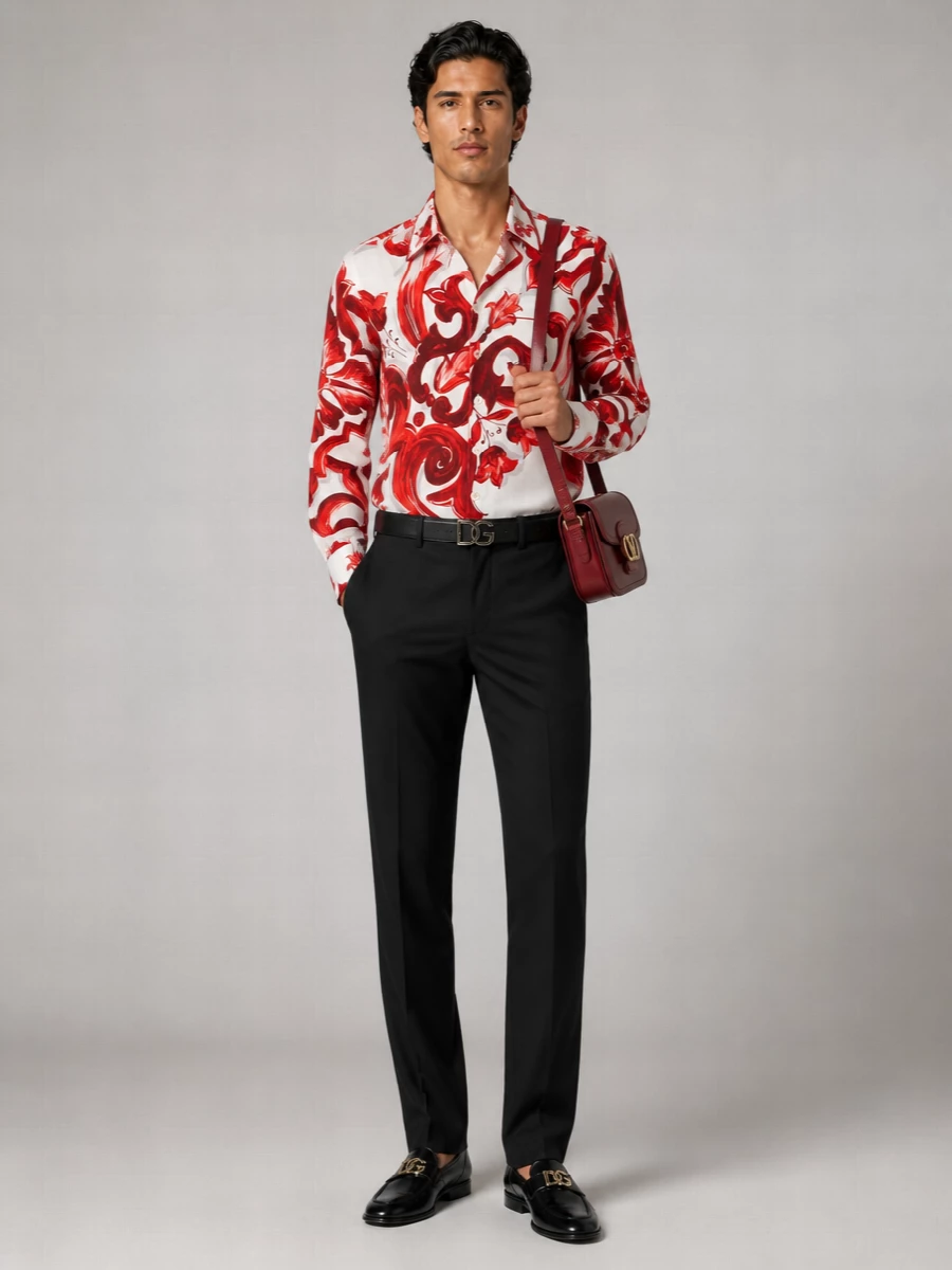 Dolce&Gabbana Silk Floral Print Long Sleeve Shirt