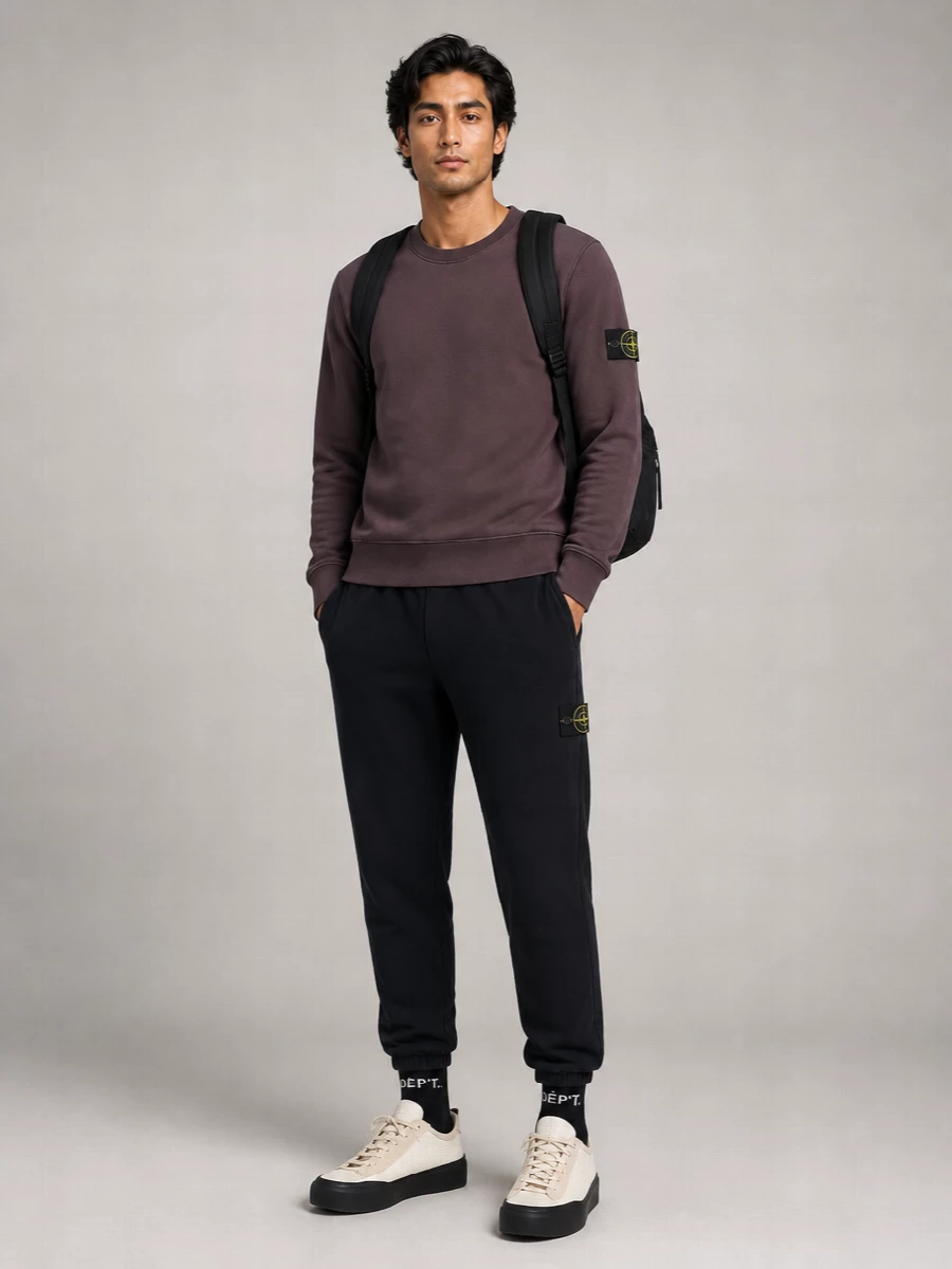 Stone Island Ribbed Cotton Crew Neck Sweatshirt