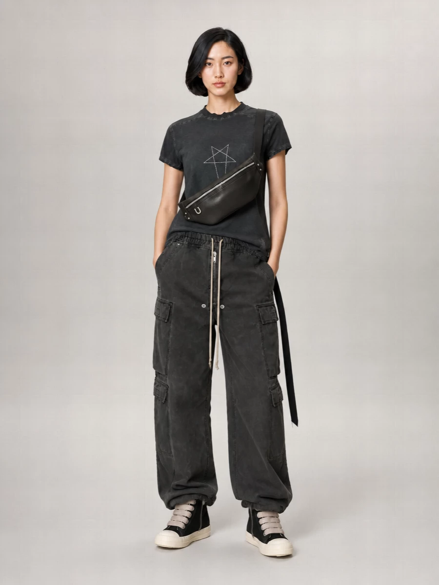 Rick Owens Drkshdw wide leg cargo denim trousers