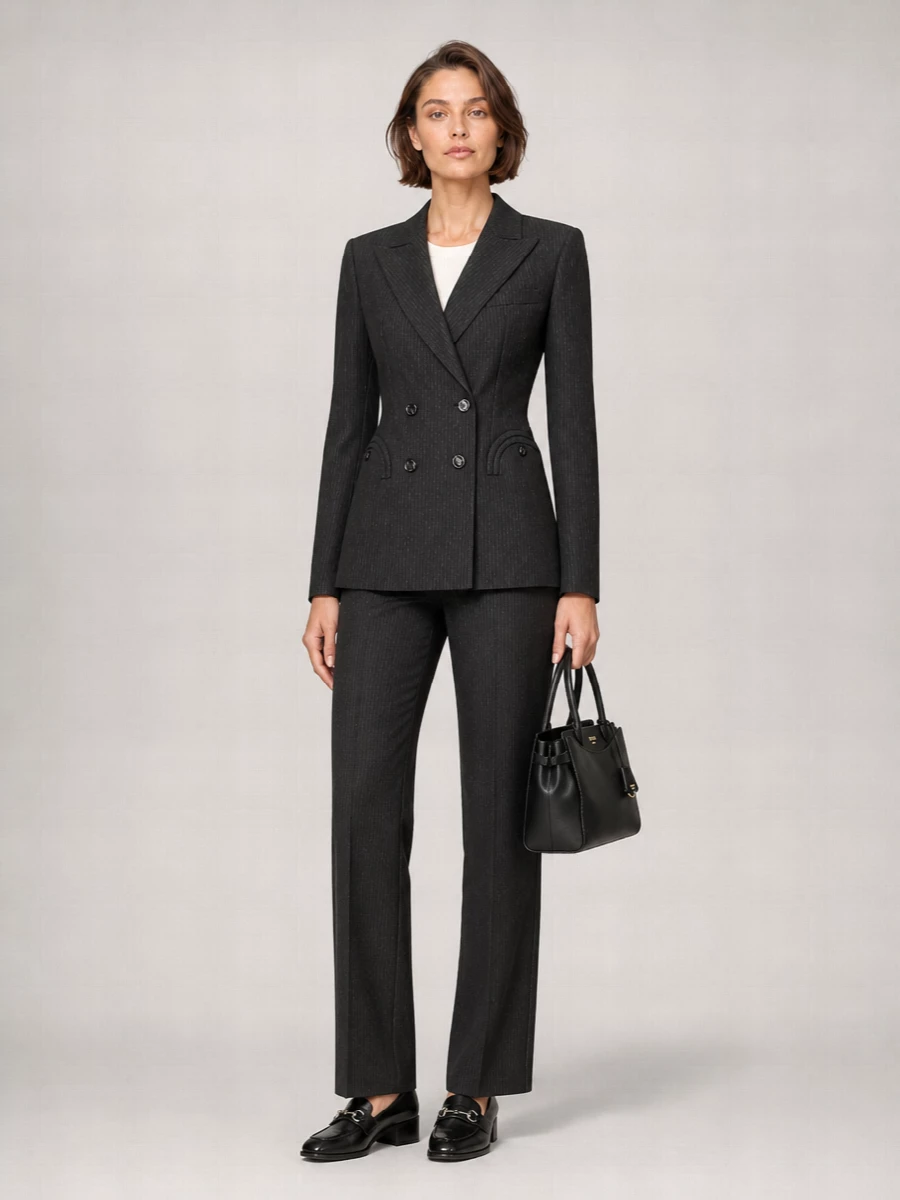 Blazé Milano Virgin Wool Pinstripe Double-Breasted Blazer