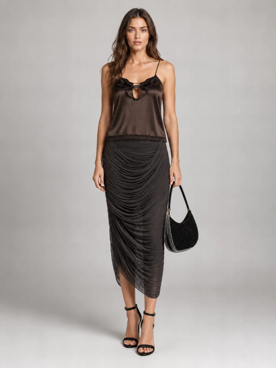 Magda Butrym Silk Lace Appliqué Camisole Top