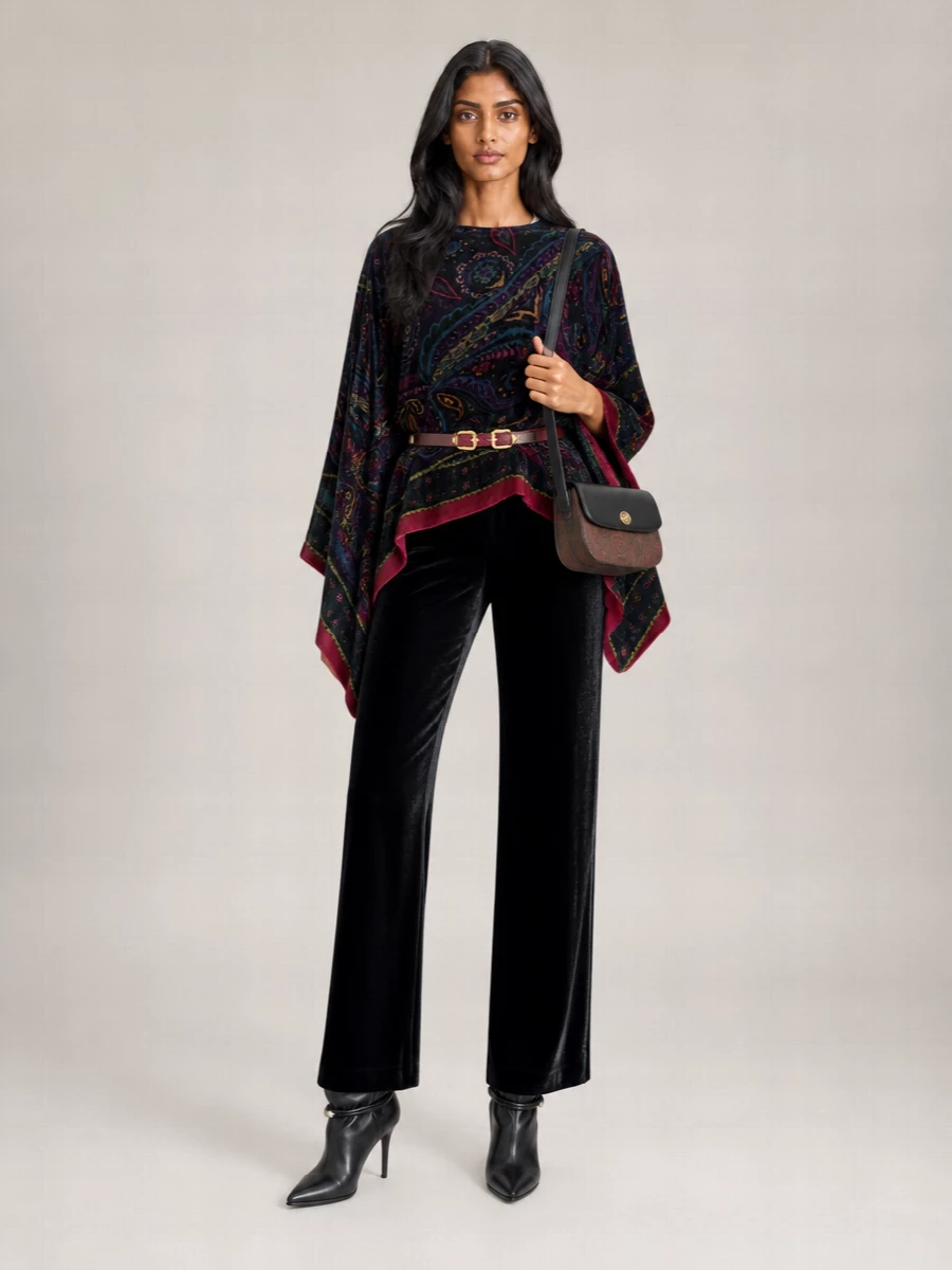 Etro Asymmetric Paisley-Print Poncho