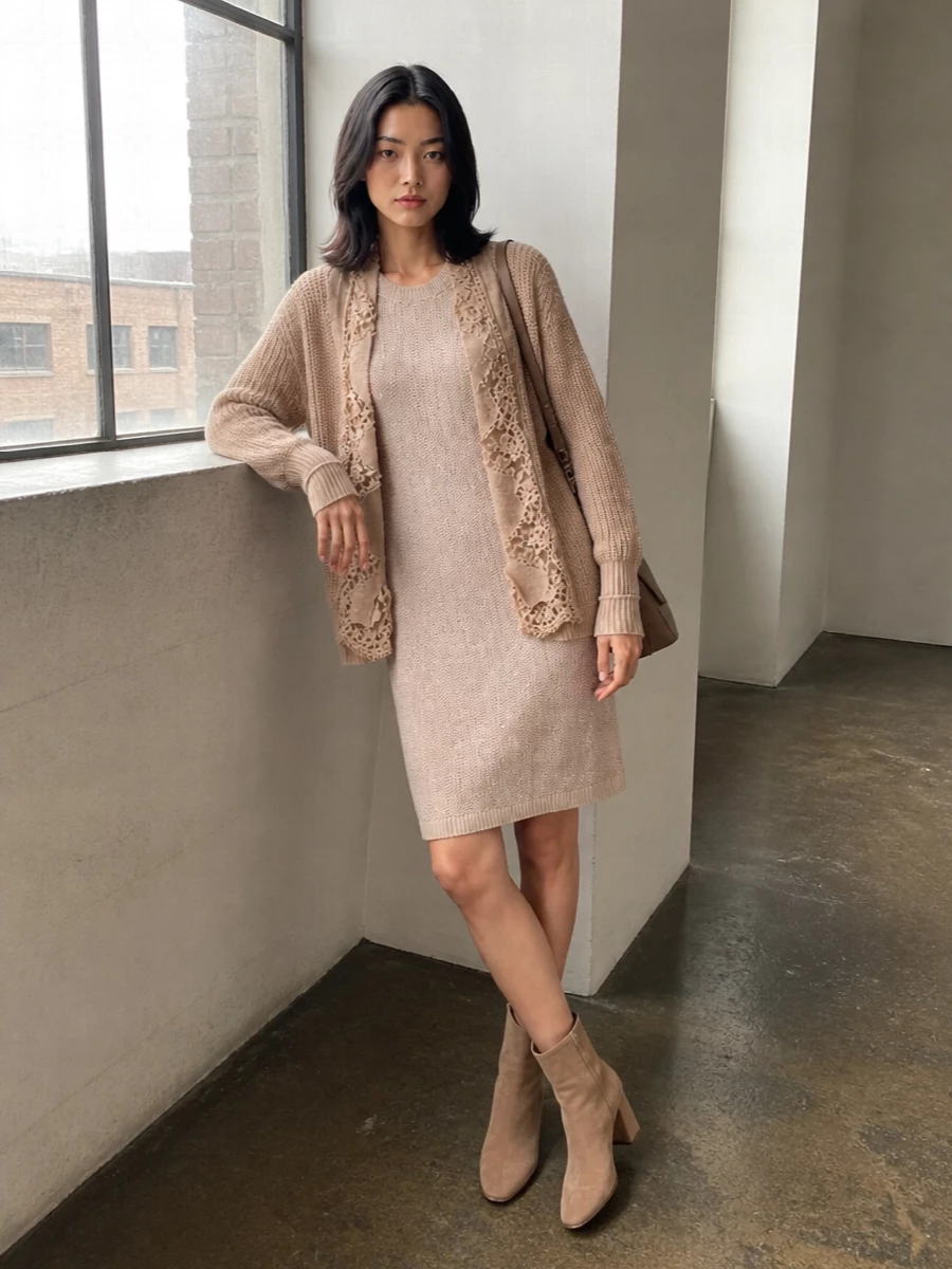 Fabiana filippi knit dress ermanno cardigan boots
