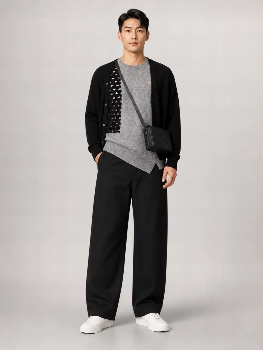 Comme des Garçons wool open knit v neck cardigan