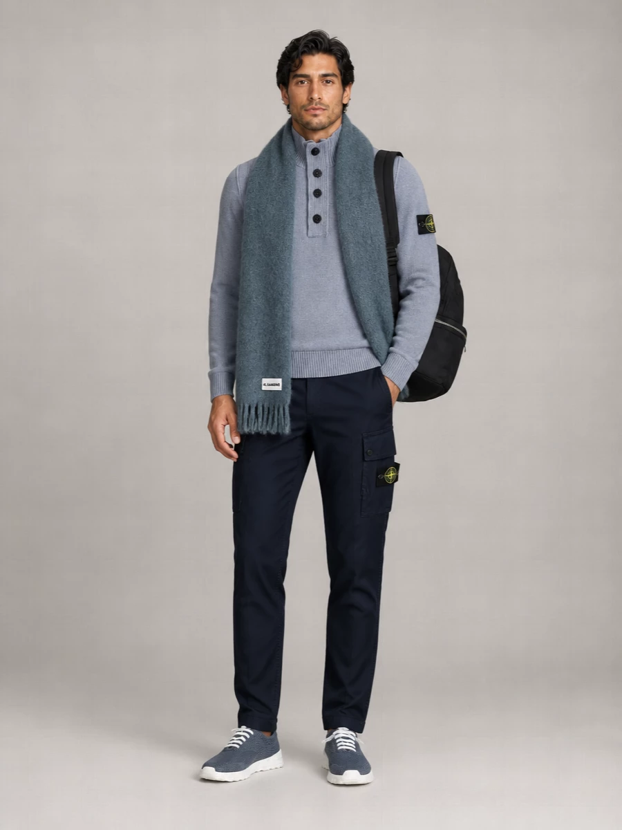 Stone Island Virgin Wool Half-Zip Sweater