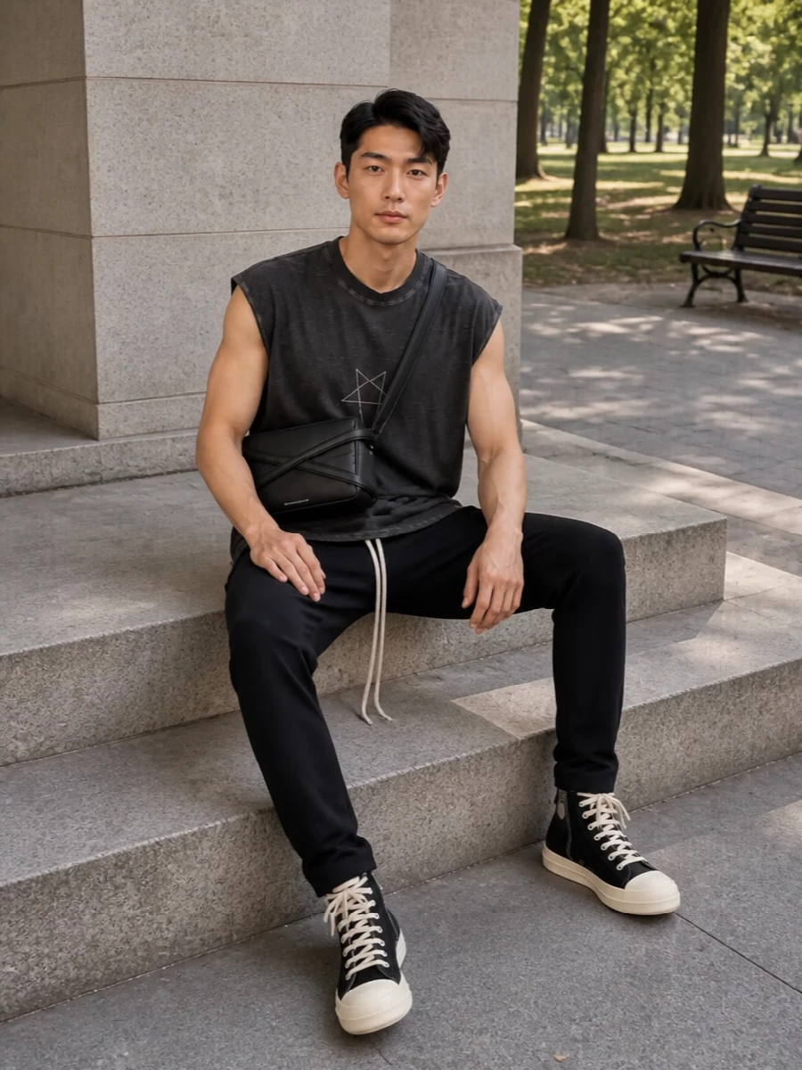 Rick owens drkshdw tee tapered pants high tops